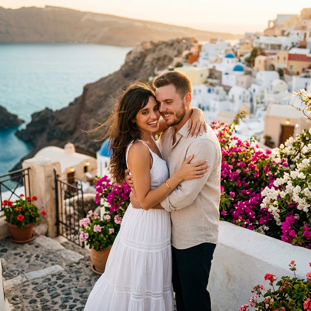 Ρομαντική στιγμή του ζευγαριού